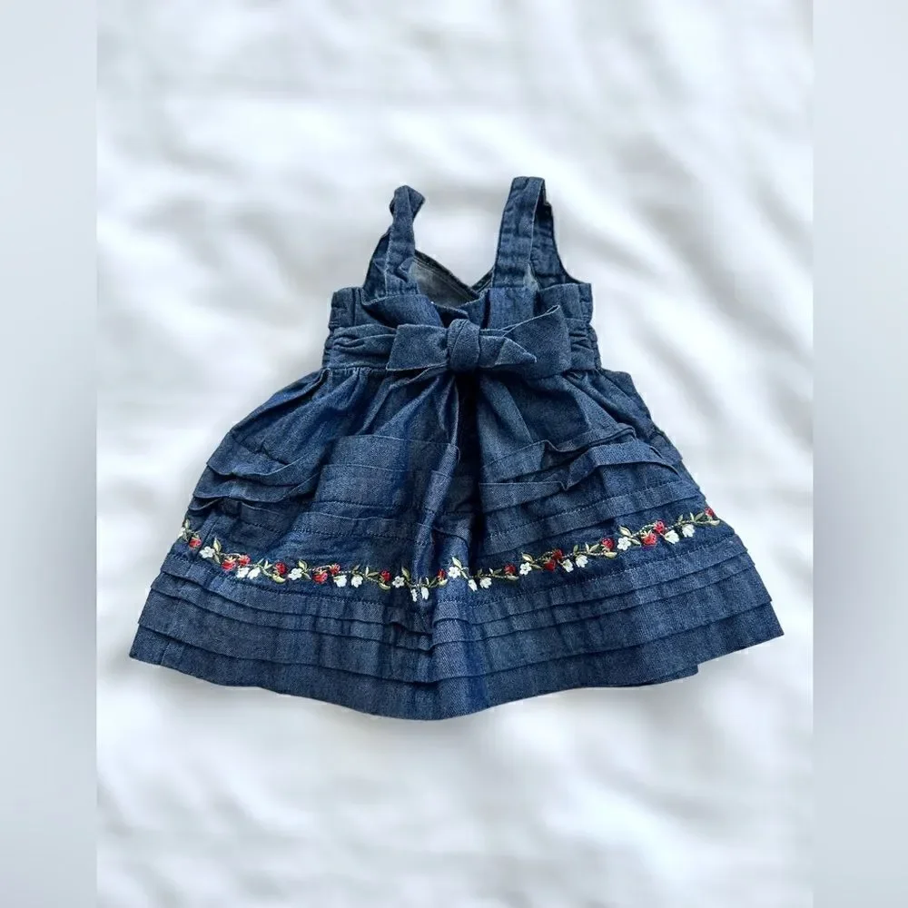 Janie and Jack Dress chambray Denim Sleeveless Size 3-6 Months